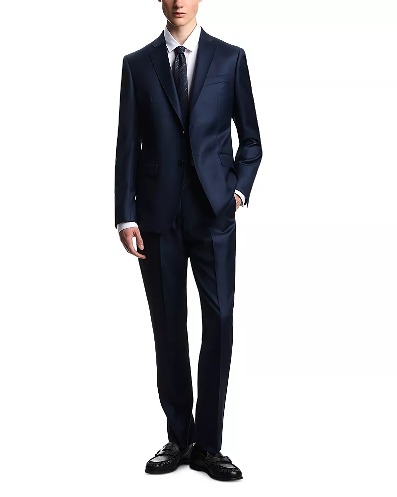 Emporio Armani Slim Fit Single Breasted Sharkskin Wool Suit