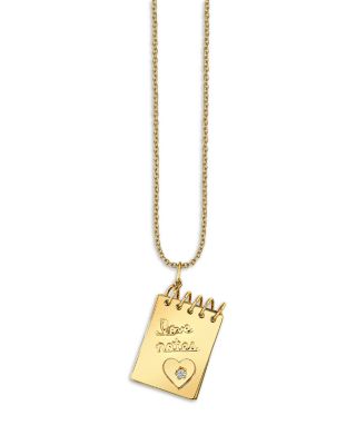 14K Yellow Gold Diamond Love Notes Notebook Necklace, 20-22"