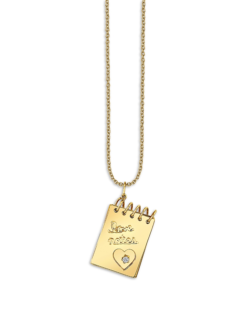 Sydney Evan 14K Yellow Gold Diamond Love Notes Notebook Necklace, 20