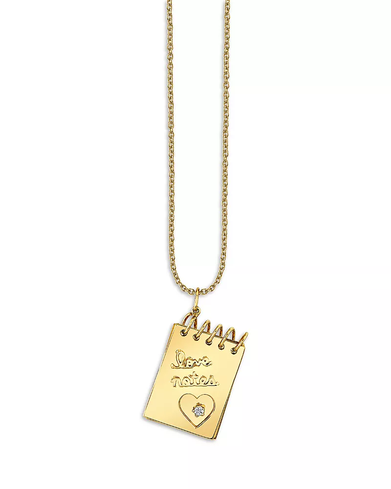 Sydney Evan 14K Yellow Gold Diamond Love Notes Notebook Necklace, 20
