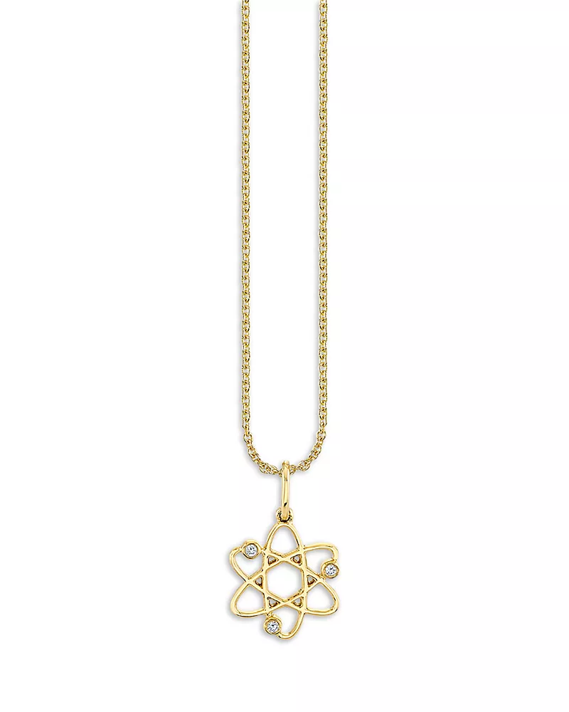 Sydney Evan 14K Yellow Gold Celestial Diamond Cosmos Pendant Necklace, 16