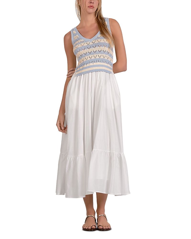 Elan Mixed Media Knit Midi Dress