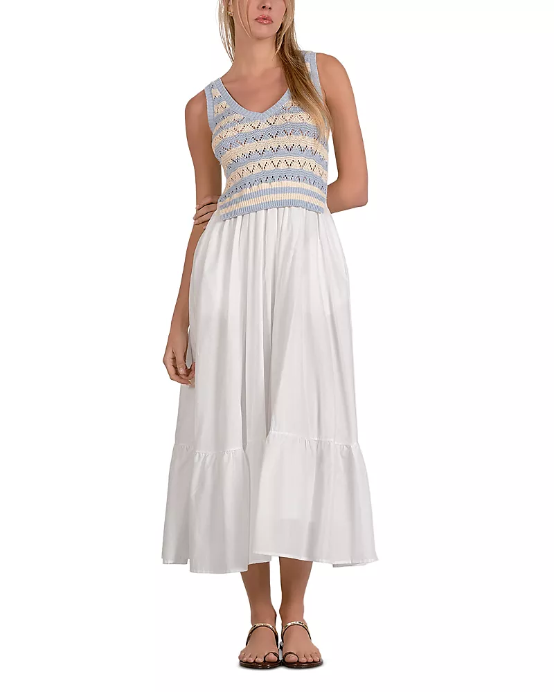 Elan Mixed Media Knit Midi Dress