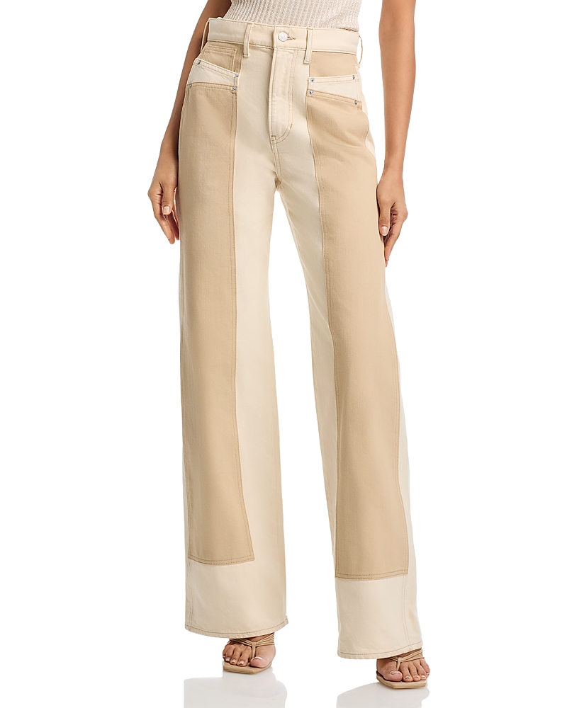 Veronica Beard Taylor High Rise Wide Leg Jeans in Ecru/Sto