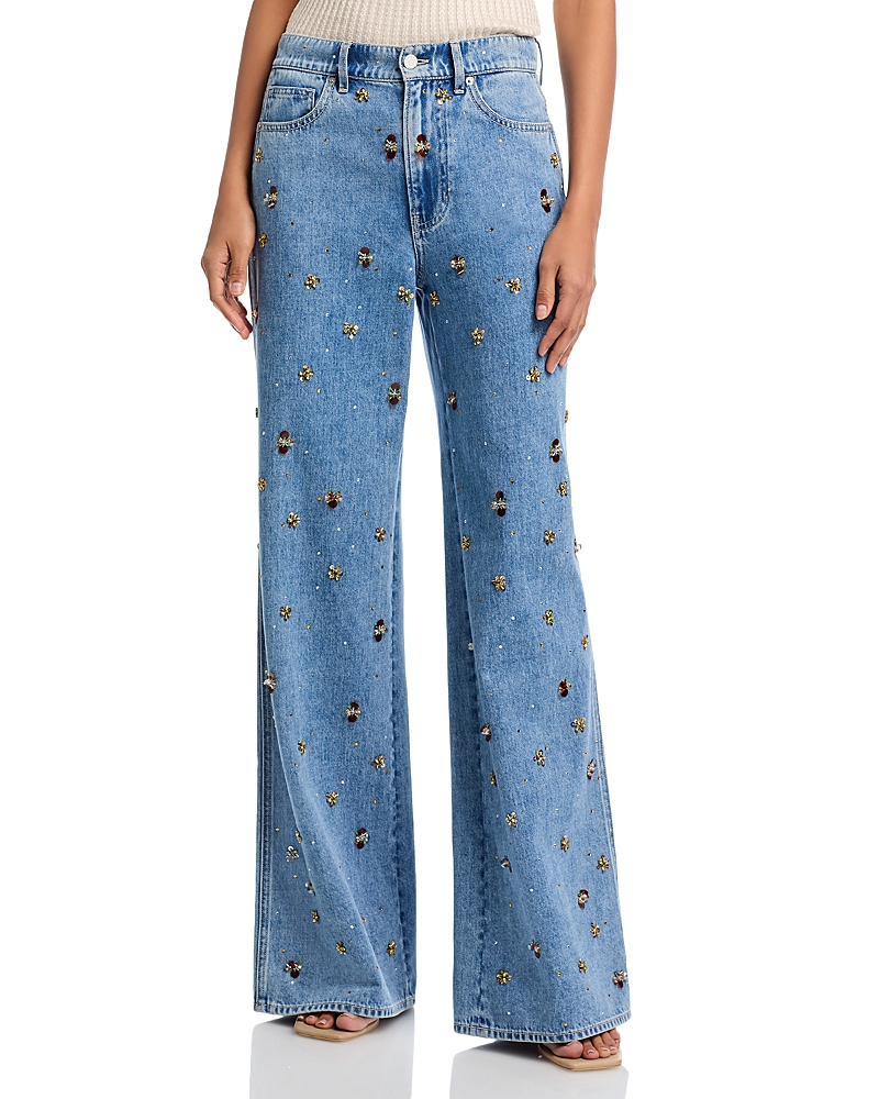 Veronica Beard Kasey Mid Rise Wide Leg Jeans in Silver Dust