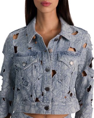 Chloe Embroidered Denim Cropped Jacket