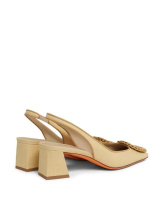  Women's Raffia Mid-Heel Slingback
