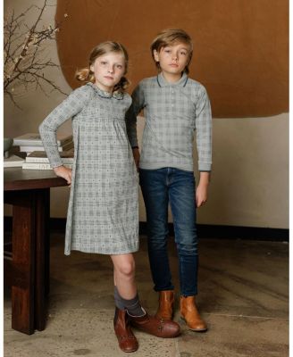 Boys' Cotton Floral Plaid Collection Polo Sweatshirt - Little Kid, Big Kid