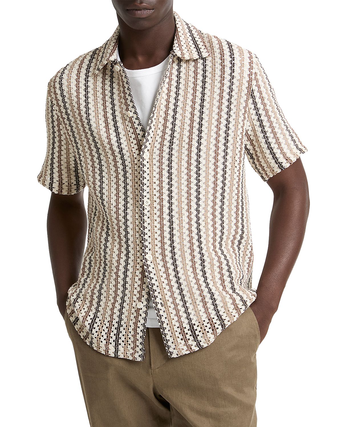 Vince Beach Stripe Short Sleeve Shirt