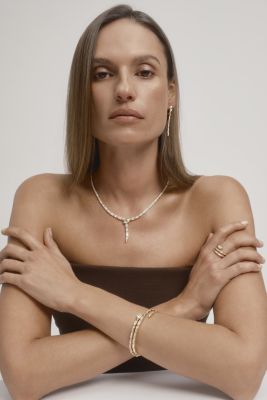 Diamond Round & Baguette Serpent Ring in 14K Yellow Gold, 0.50 tcw