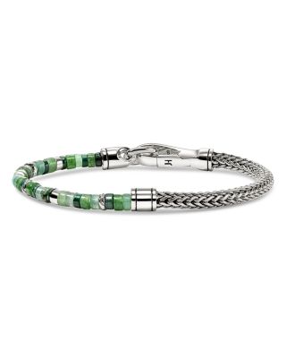 Sterling Silver Heishi Multi Green Stone Bracelet
