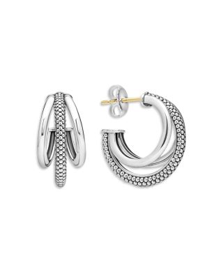 Sterling Silver Signature Caviar Triple Huggie Hoop Earrings