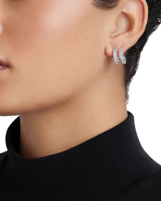 Sterling Silver Caviar Spark Diamond Double Hoop Earrings