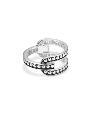Sterling Silver Diamond Caviar Linear Ring