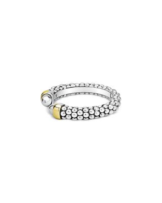 14K Yellow Gold Sterling Silver Signature Caviar Mini Versa Stacking Ring