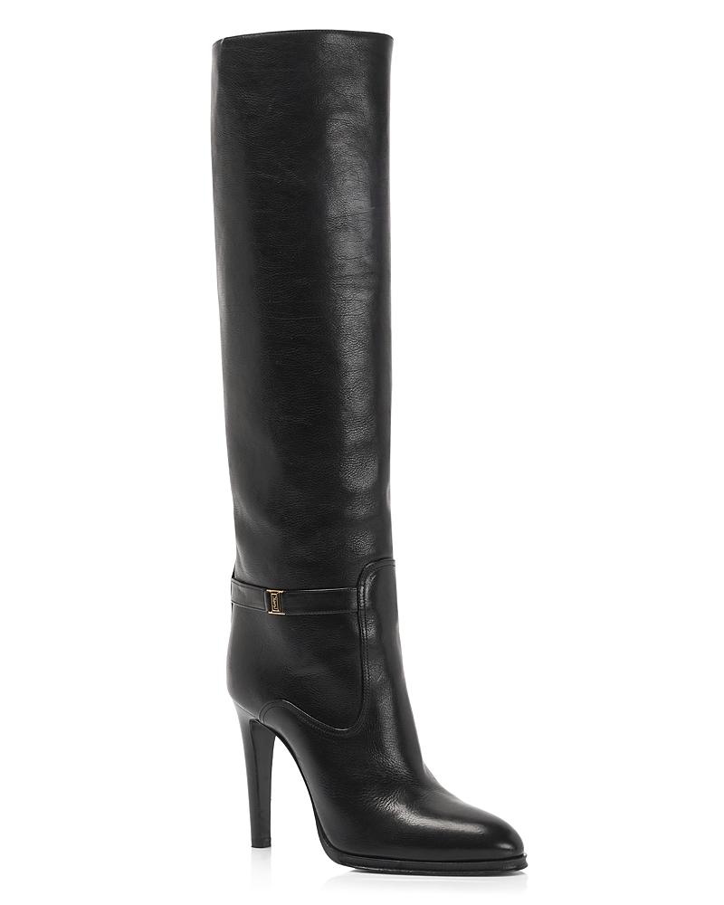 Saint Laurent Women's Diane Buckle Knee-High Boots