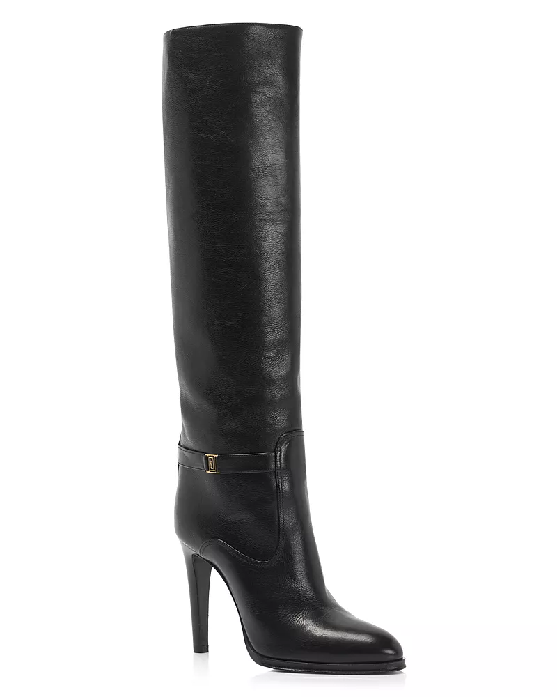 Saint Laurent Women's Diane Buckle Knee-High Boots