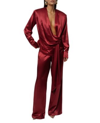  Statement Draped Satin Top