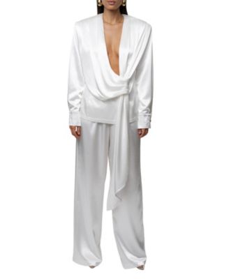  Statement Draped Satin Top