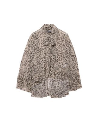  Women's Leopard Print Ruffle Blouse