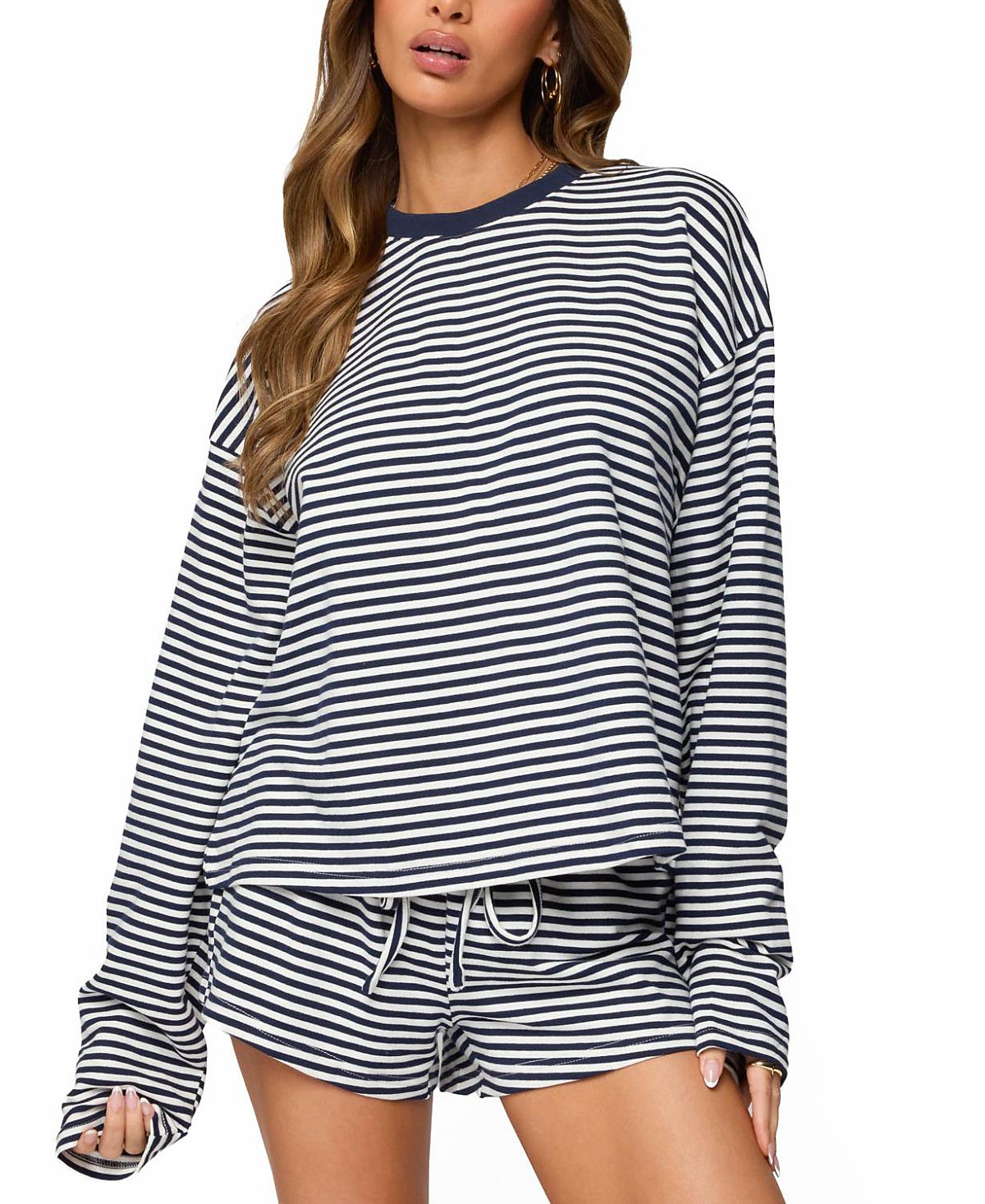 Edikted Jainee Striped Long Sleeve T Shirt
