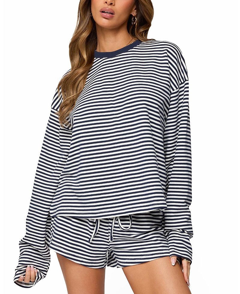 Edikted Jainee Striped Long Sleeve T Shirt