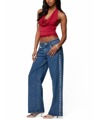  Layered Lacey Cowl Neck Halter Top