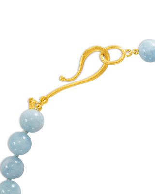 18K Yellow Gold Earth Aquamarine Collar Necklace, 18"