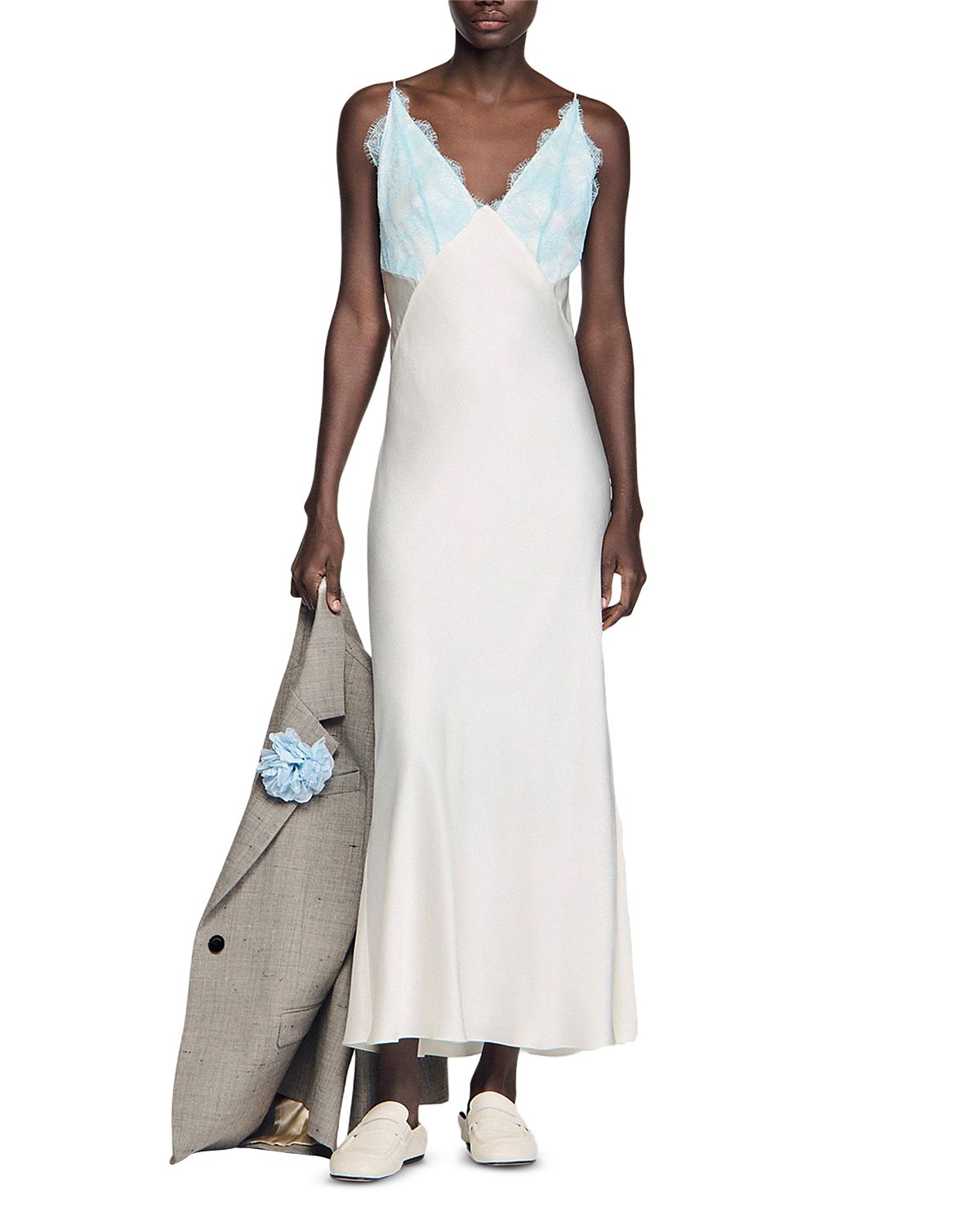 Sandro Tess Lace Trim Dress