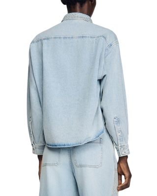 Lady Rhinestone Crop Denim Shirt