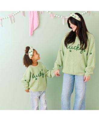 Girls' Lucky Shamrock St. Patrick's Day Knit Sweater - Baby, Little Kid