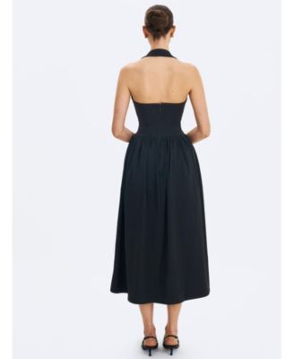 Delaney Lapel Halter Midi A-Line Dress