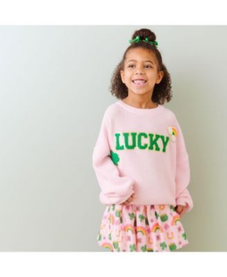 Girls' Lucky Patch St. Patrick's Day Knit Sweater - Big Kid