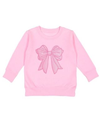Girls' Pink Bow Sequin Patch Sweatshirt - Little Kid