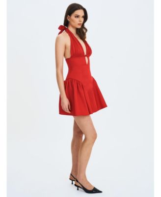  Peyton Plunging Halter Keyhole Mini Dress
