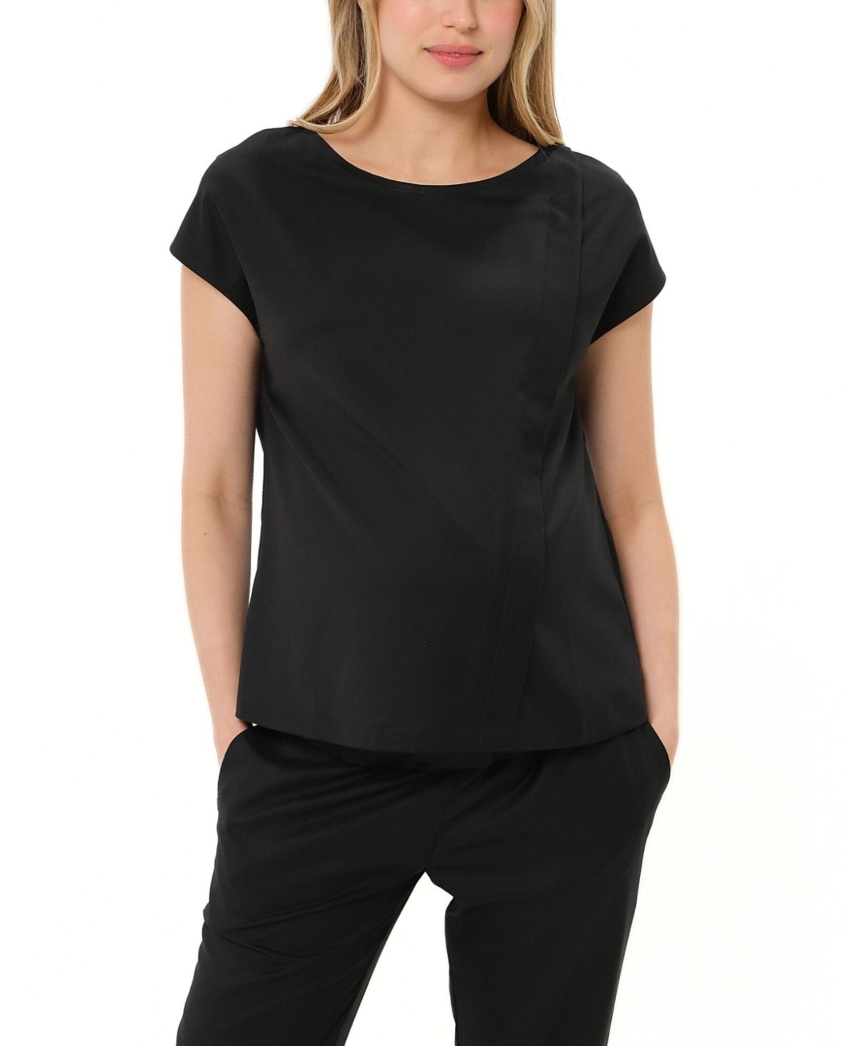 Marion Women's Concealed Nursing Zip Satin Maternity Shell Top