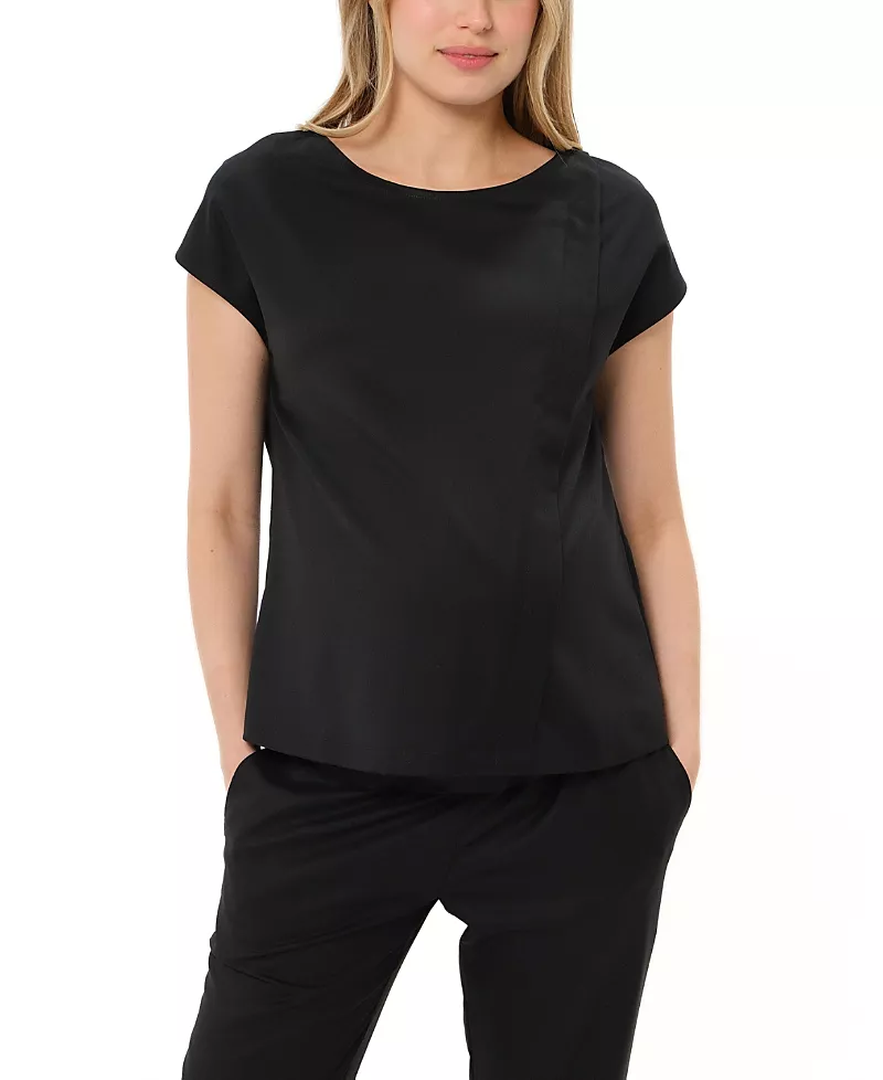 Marion Women's Concealed Nursing Zip Satin Maternity Shell Top