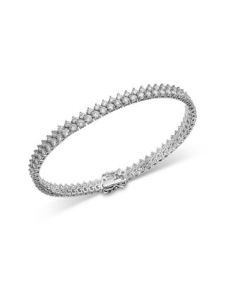 Certified Lab Grown Diamond Double Row Tennis Bracelet in 14K White Gold, 6.50 tcw