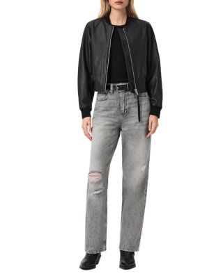 Brooklyn High Rise Straight Leg Jeans in Destroy Grey