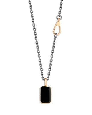 Sterling Silver & 18K Rose Gold Carrington Black Rhodium Chain Link Necklace, 24"