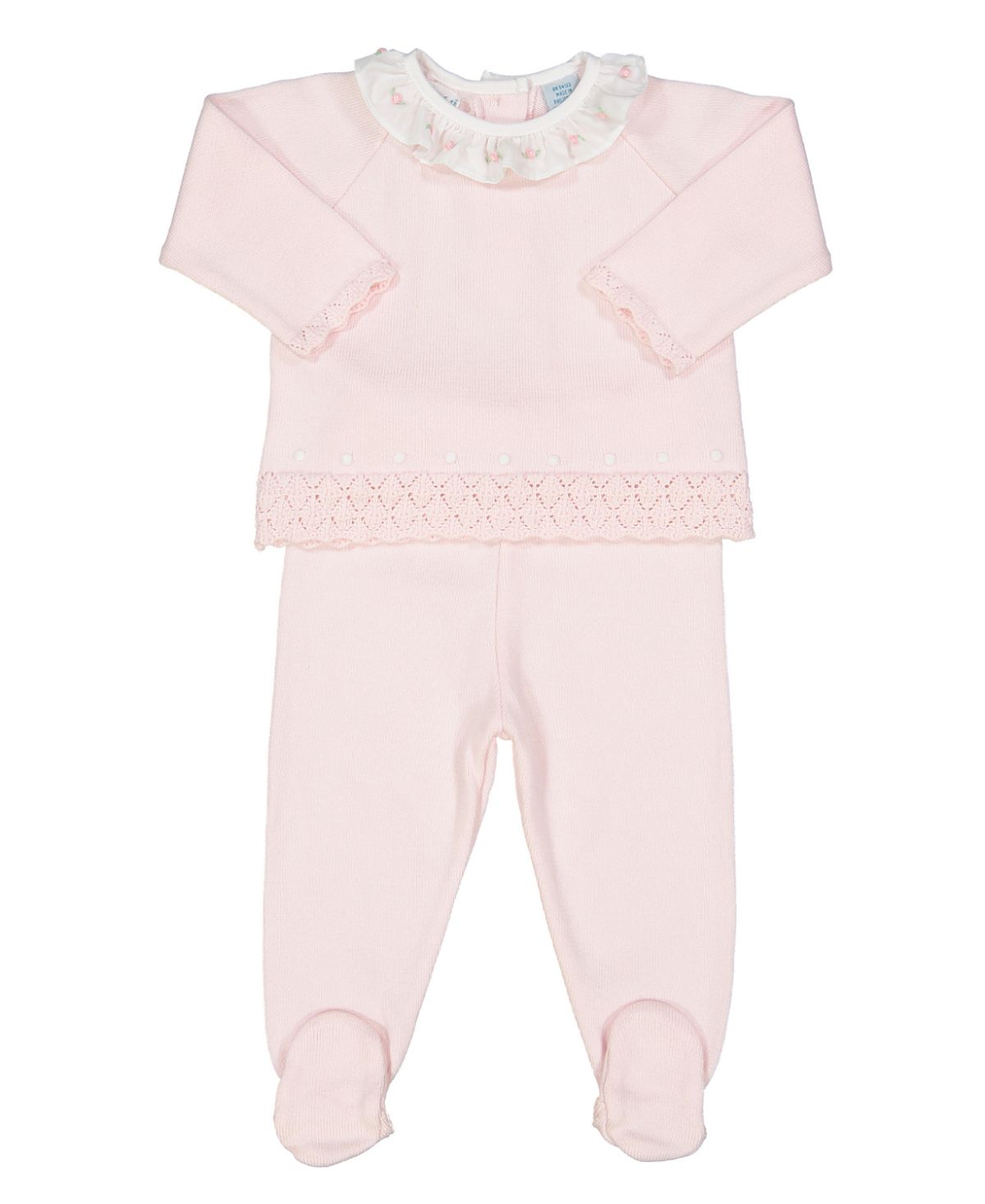 Feltman Brothers Girls' Rose Ruffle Collar Diamond Knit Set - Baby