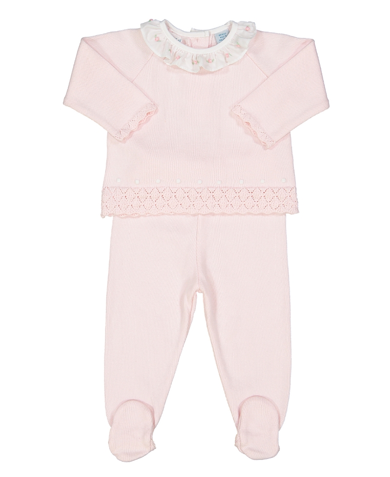 Feltman Brothers Girls' Rose Ruffle Collar Diamond Knit Set - Baby
