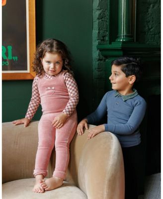 Unisex Velour Plaid Bear Collection Overalls and Turtleneck - Baby, Little Kid