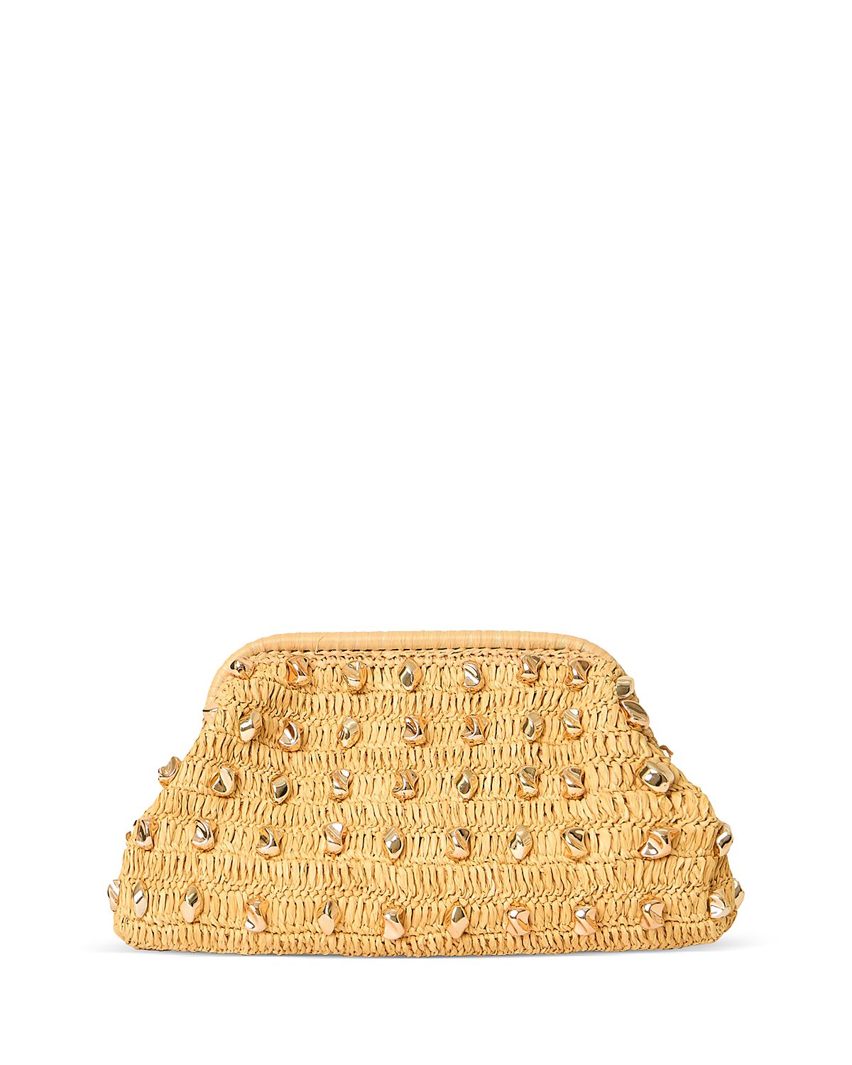 Btb Los Angeles Galia Studded Raffia Clutch