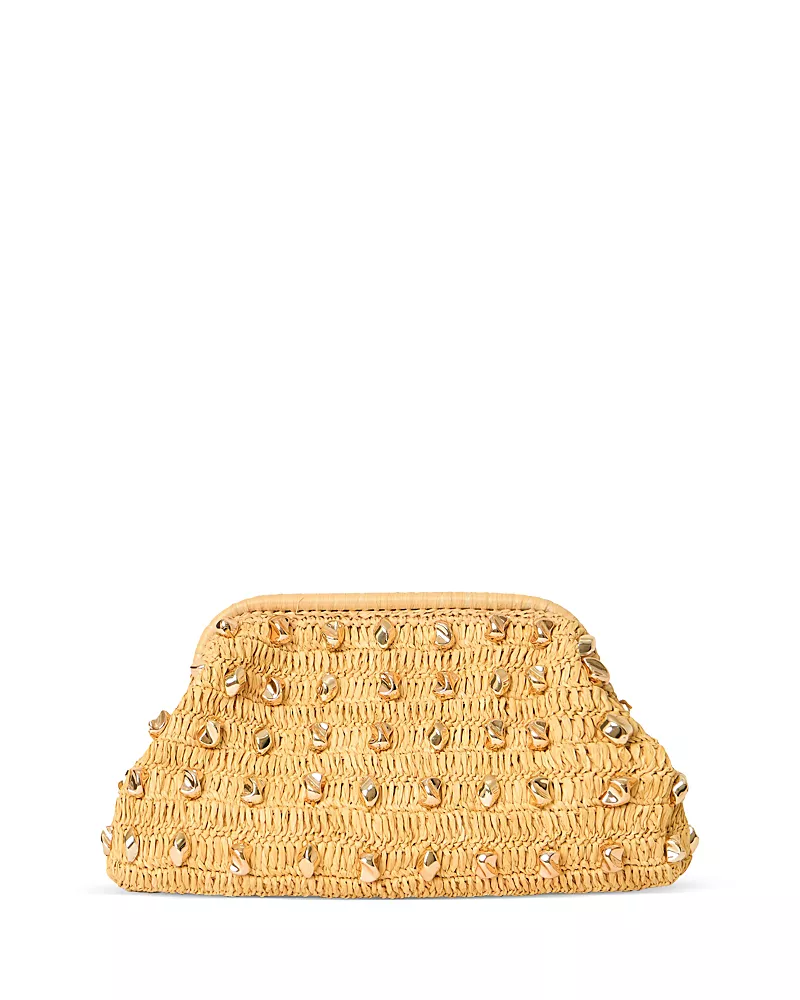 Btb Los Angeles Galia Studded Raffia Clutch