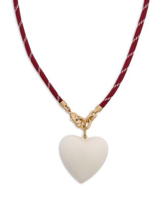 Long Happy Cord Heart Pendant Necklace, 34"