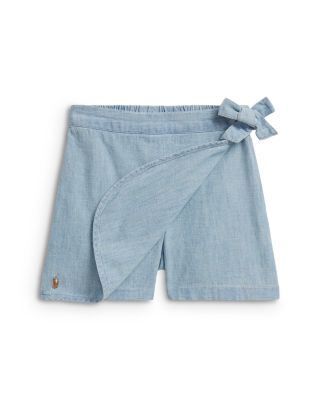 Girls' Indigo Chambray Faux-Wrap Skort - Little Kid
