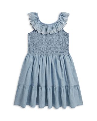 Girls' Blueberry Overlay Indigo Chambray Dress - Big Kid