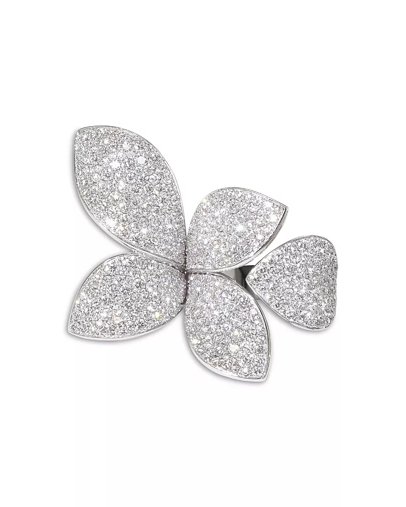 Pasquale Bruni 18K White Gold Giardini Segreti Diamond Pave Flower Statement Ring