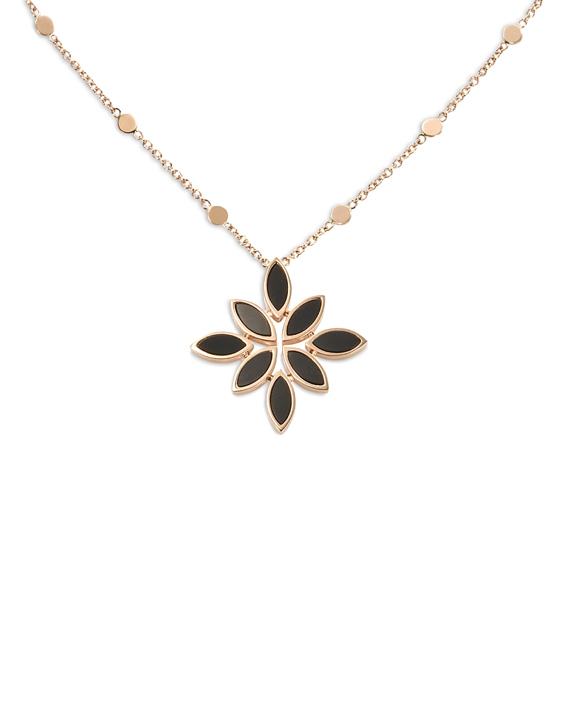 Pasquale Bruni 18K Rose Gold Ghirlanda Onyx Marquis Cluster Pendant Necklace, 16.5
